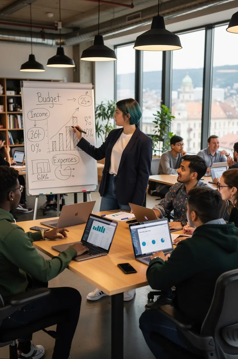 Diák pénzügyi tervező könyv és kezdő pénzügyi készlet asztalon